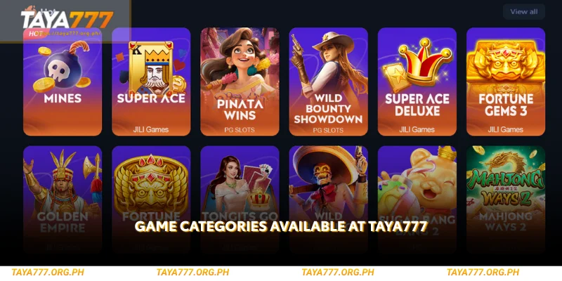 Taya777 - Online Casino Philippines with Secure Betting 2 explore a variety of game categories available at taya777