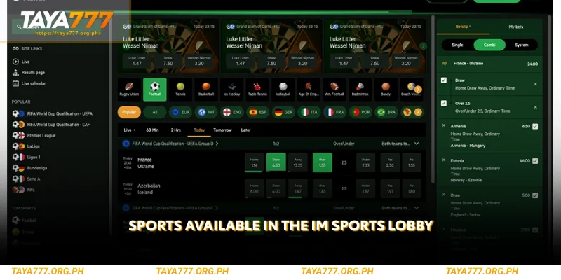 explore a wide range of sports available in the im sports lobby