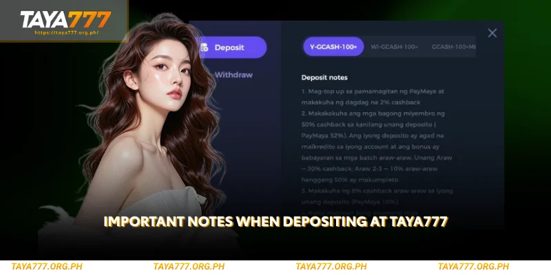 key things to remember when making a deposit at taya777